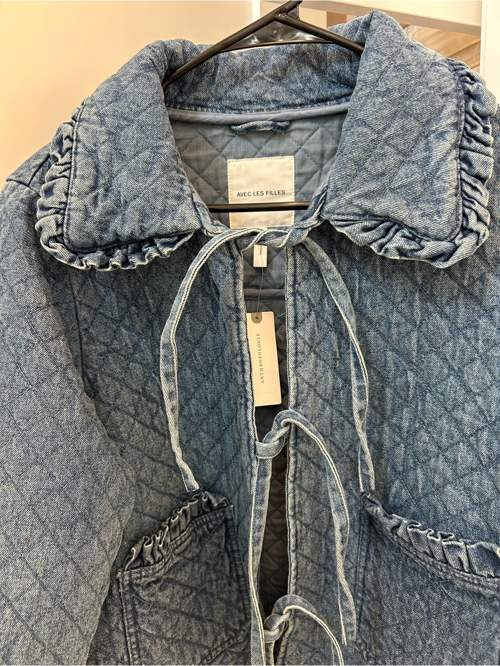 Anthropologie Avec les Filles Quilted Denim Jacket New - Picture 6 of 7